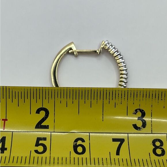 Natural Diamond 14k Gold Plated Hoop Earrings - Picture 6 of 6